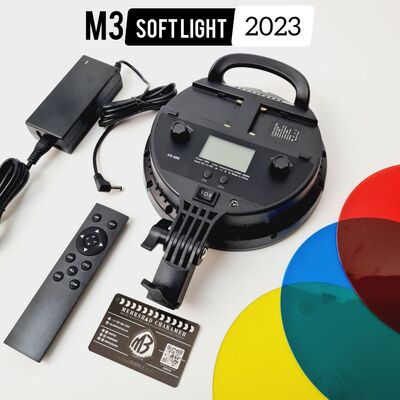 نور SMD سینمایی M3 Soft Light 2023 ( حاوی ریموت کنترل + مانیتور + جای باطری + فیلتر رنگی )